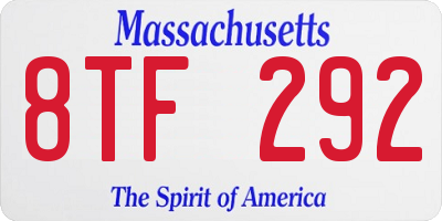 MA license plate 8TF292