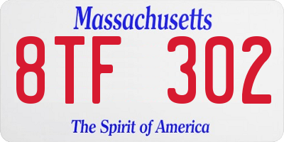MA license plate 8TF302