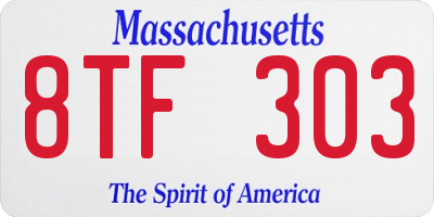MA license plate 8TF303