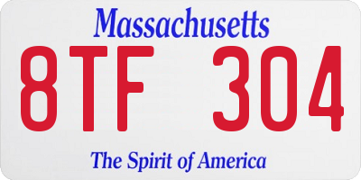 MA license plate 8TF304