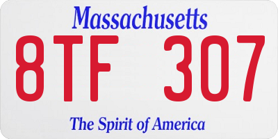 MA license plate 8TF307