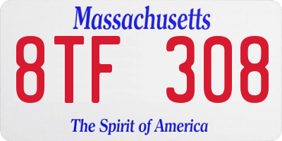 MA license plate 8TF308