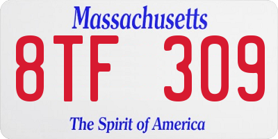 MA license plate 8TF309