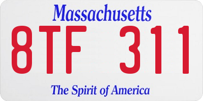 MA license plate 8TF311