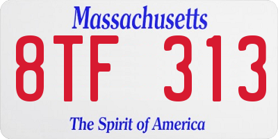 MA license plate 8TF313