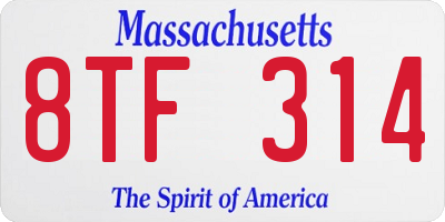 MA license plate 8TF314