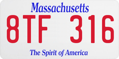 MA license plate 8TF316