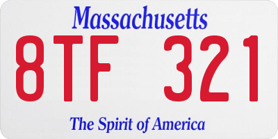 MA license plate 8TF321