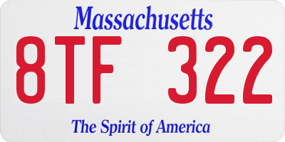 MA license plate 8TF322