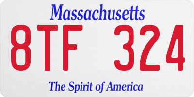 MA license plate 8TF324