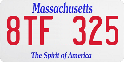 MA license plate 8TF325