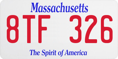 MA license plate 8TF326