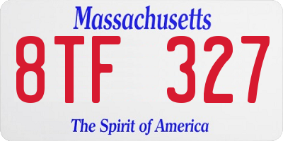MA license plate 8TF327
