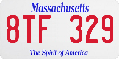 MA license plate 8TF329