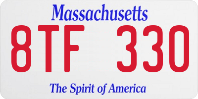 MA license plate 8TF330