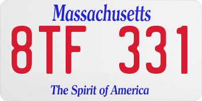 MA license plate 8TF331