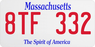 MA license plate 8TF332