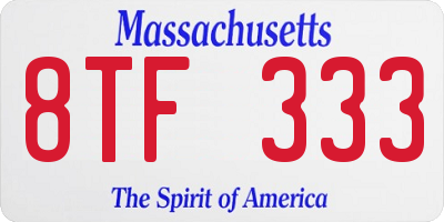 MA license plate 8TF333
