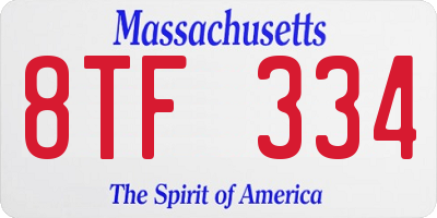 MA license plate 8TF334
