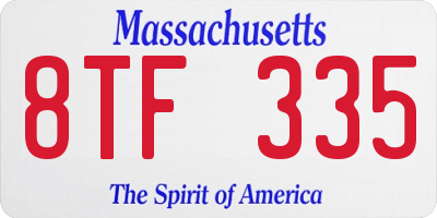MA license plate 8TF335