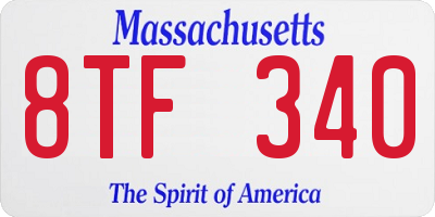 MA license plate 8TF340