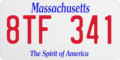 MA license plate 8TF341