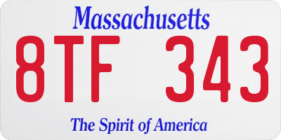 MA license plate 8TF343