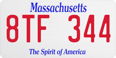 MA license plate 8TF344