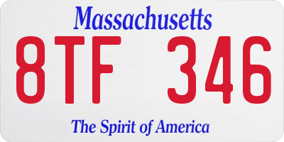 MA license plate 8TF346