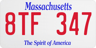 MA license plate 8TF347