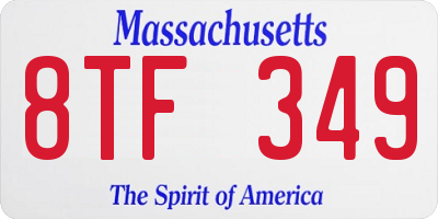 MA license plate 8TF349