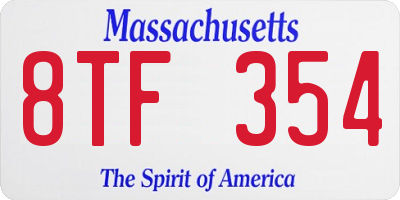 MA license plate 8TF354