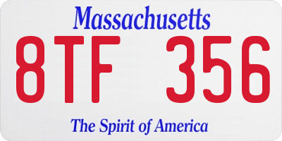 MA license plate 8TF356