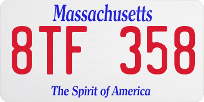 MA license plate 8TF358