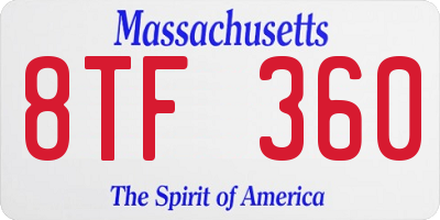 MA license plate 8TF360
