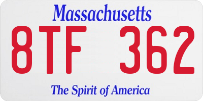 MA license plate 8TF362