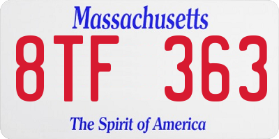 MA license plate 8TF363