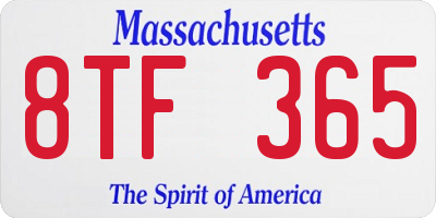 MA license plate 8TF365