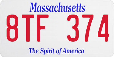 MA license plate 8TF374