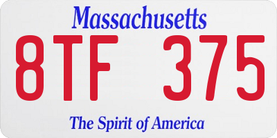 MA license plate 8TF375