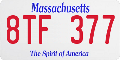 MA license plate 8TF377