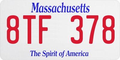 MA license plate 8TF378
