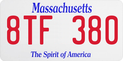 MA license plate 8TF380