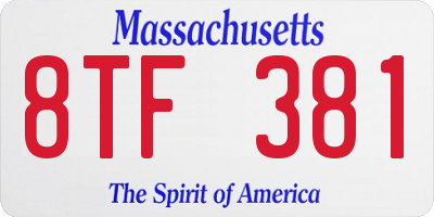 MA license plate 8TF381