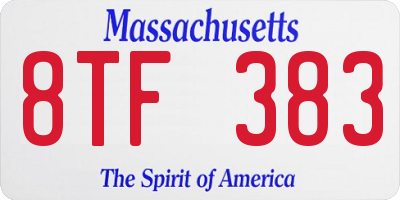 MA license plate 8TF383