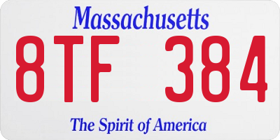 MA license plate 8TF384