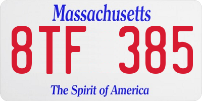 MA license plate 8TF385