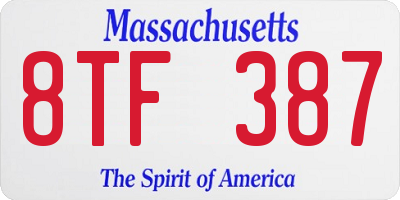 MA license plate 8TF387