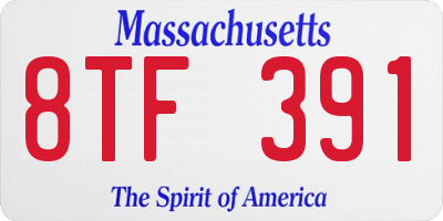 MA license plate 8TF391