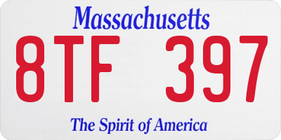 MA license plate 8TF397